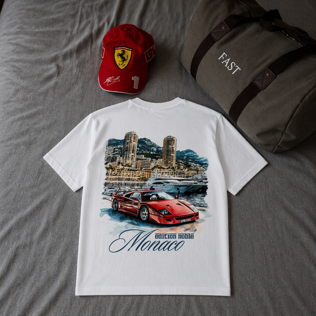 Monaco Tshirt with Ferrari Hat and Bag